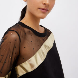 Felpa con tulle e strass liu jo sport
