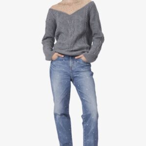 Maglia girocollo con inserto tulle e cristalli ERMANNO SCERVINO