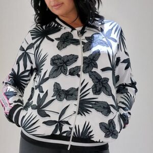 FELPA APERTA  bianco/nero foglie LIU JO