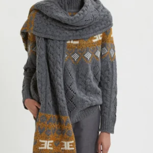SCIARPA IN MAGLIA JAQUARD CON LUREX ORO