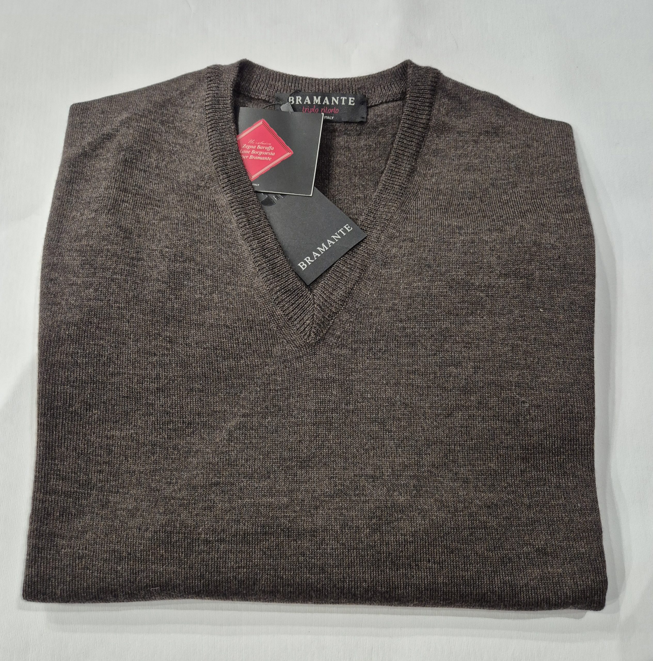 Scollo V rasato in lana Merino Extrafine Trefili Bramante
